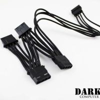 DarkSide 4-Way 4-Pin MOLEX Power Y-Cable Splitter - Jet Black