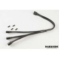 DarkSide 12v 4-pin RGB 3-Way splitter cable – Jet Black Sleeved