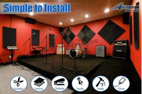 Arrowzoom Acoustic Panels Sound Absorption Studio Soundproof Foam - Wedge Tiles - 50 x 50 x 5 cm