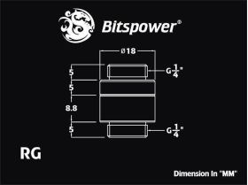 Bitspower G1/4" Black Sparkle Rotary G1/4" Extender - BP-BSRG