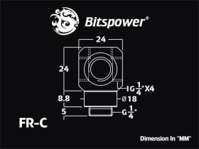 Bitspower G1/4" Deluxe White Q Plus-Rotary IG1/4"X4 Extender - BP-DWFR-C