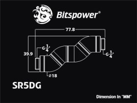 Bitspower Carbon Black Five Rotary Snake-Style Dual G1/4" Adapter - BP-CBSR5DG