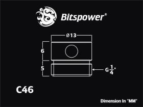 Bitspower G1/4" Carbon Black Anti-Cyclone Adapter - BP-CBWP-C46