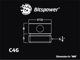 Bitspower G1/4" Black Sparkle Anti-Cyclone Adapter