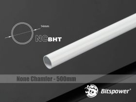 Bitspower None Chamfer Brass 500mm Hard Tubing OD 14mm - Deluxe White