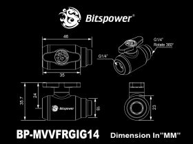 Bitspower Black Sparkle Mini Valve Rotary G1/4" & Inner G14" with Black Handle