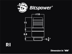 Bitspower G1/4" Black Sparkle Rotary 1/2" Fitting