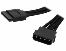 BitFenix 4-Pin Molex to 4x SATA Power Cable - 20cm Sleeved Black/Black