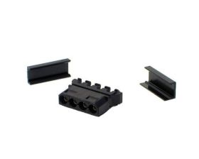 4-Pin T-Molex Male Power 90 Degree Connector - (Female Pins Installed) - Black