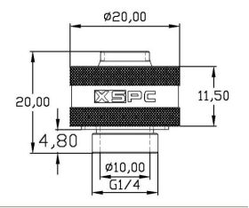 10MM (3/8 ID - 1/2 OD) XSPC Schroeffitting - Matte Black - G1/4