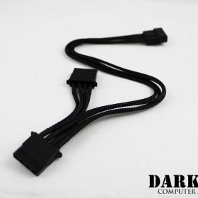 Two way MOLEX power splitter cable to power up devices located in near proximity of each other, for example hard drives.  Specs:  Cable Total Length : 37cm (15′)  Male to 2x Female MOLEX 4-pin Connectors  DarkSide HD Sleeved in Jet Black