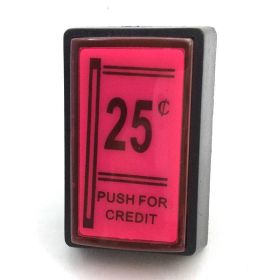Coin Drop Replacement Pushbutton - Push for Credit - 25c Credit Button - Red