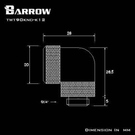 Barrow G1/4 Male Rotary To 90 Degree, 14mm Hard Tube Compression Fitting - Shiny Silver
