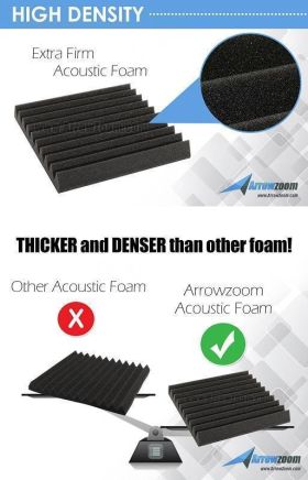 Arrowzoom Acoustic Panels Sound Absorption Studio Soundproof Foam - 4 pcs Corner Bass Trap Large Set
